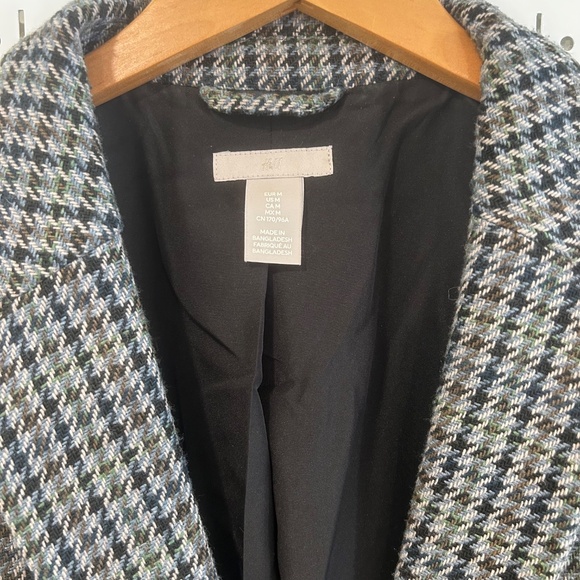 H&M Single-Breasted Houndstooth Blazer - Grey Blue Brown Green - US M - Picture 6 of 11